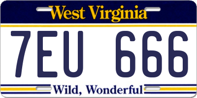WV license plate 7EU666