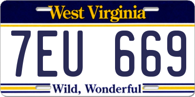 WV license plate 7EU669