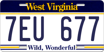 WV license plate 7EU677
