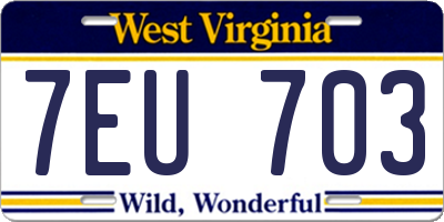 WV license plate 7EU703