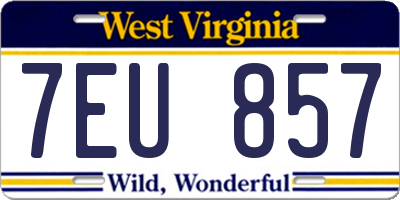 WV license plate 7EU857
