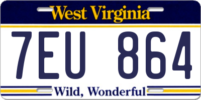 WV license plate 7EU864