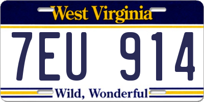 WV license plate 7EU914