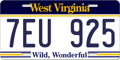 WV license plate 7EU925