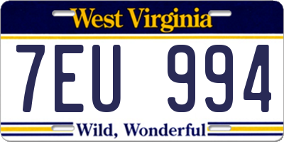 WV license plate 7EU994