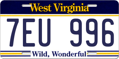 WV license plate 7EU996