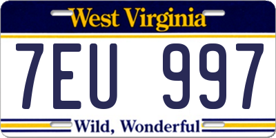 WV license plate 7EU997