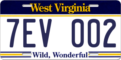 WV license plate 7EV002