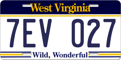 WV license plate 7EV027