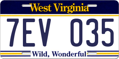 WV license plate 7EV035