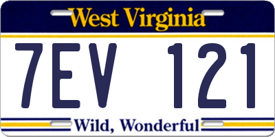 WV license plate 7EV121