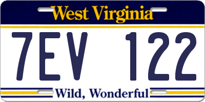 WV license plate 7EV122
