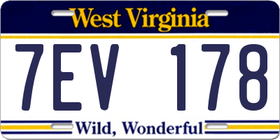 WV license plate 7EV178
