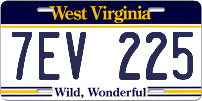 WV license plate 7EV225