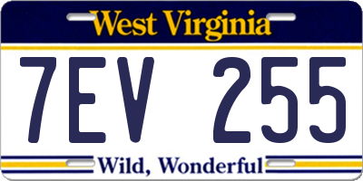 WV license plate 7EV255