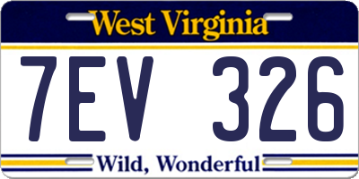 WV license plate 7EV326