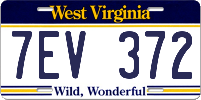 WV license plate 7EV372