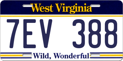 WV license plate 7EV388