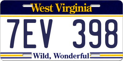WV license plate 7EV398