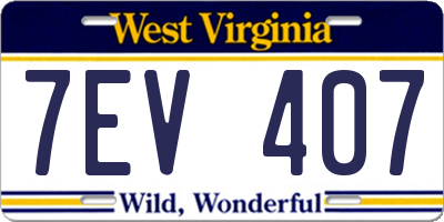 WV license plate 7EV407