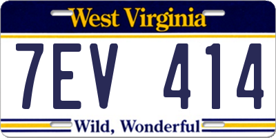 WV license plate 7EV414