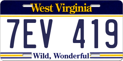 WV license plate 7EV419