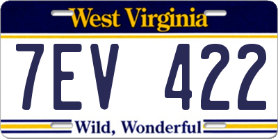 WV license plate 7EV422