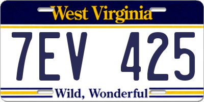 WV license plate 7EV425