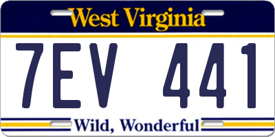 WV license plate 7EV441