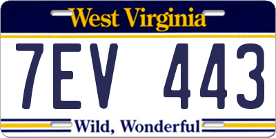 WV license plate 7EV443
