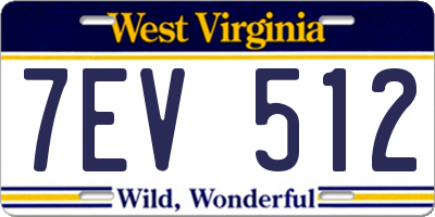WV license plate 7EV512