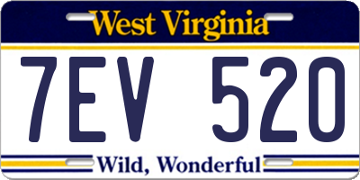 WV license plate 7EV520