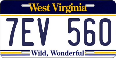 WV license plate 7EV560