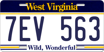 WV license plate 7EV563