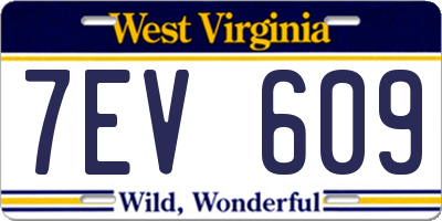 WV license plate 7EV609