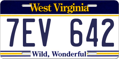 WV license plate 7EV642