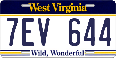 WV license plate 7EV644