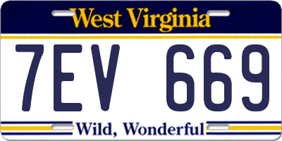 WV license plate 7EV669