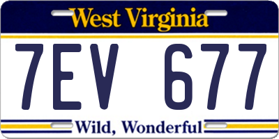 WV license plate 7EV677