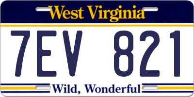 WV license plate 7EV821