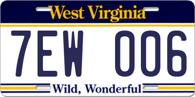 WV license plate 7EW006