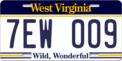 WV license plate 7EW009