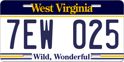WV license plate 7EW025