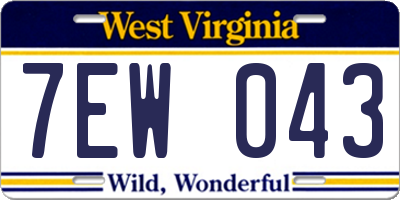 WV license plate 7EW043