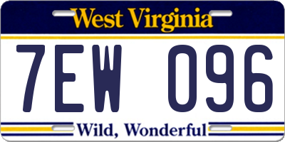 WV license plate 7EW096