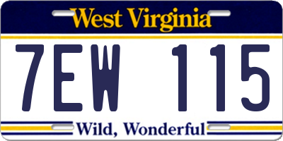 WV license plate 7EW115