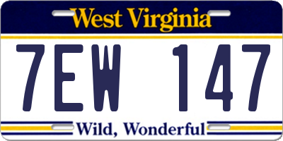 WV license plate 7EW147