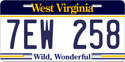 WV license plate 7EW258