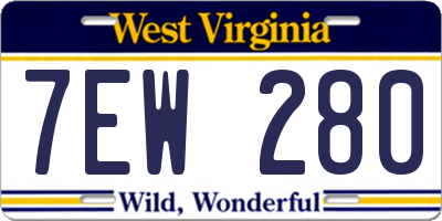 WV license plate 7EW280