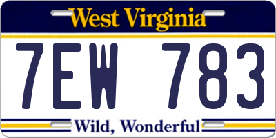 WV license plate 7EW783